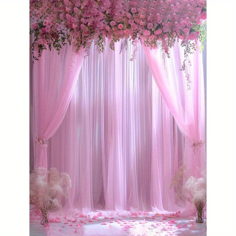 2pcs Pink Sheer Background Curtains Suitable for Parties, Weddings, Shower, Birthdays, Photo Booth Backdrop Decoration, Back To School Valentine Day