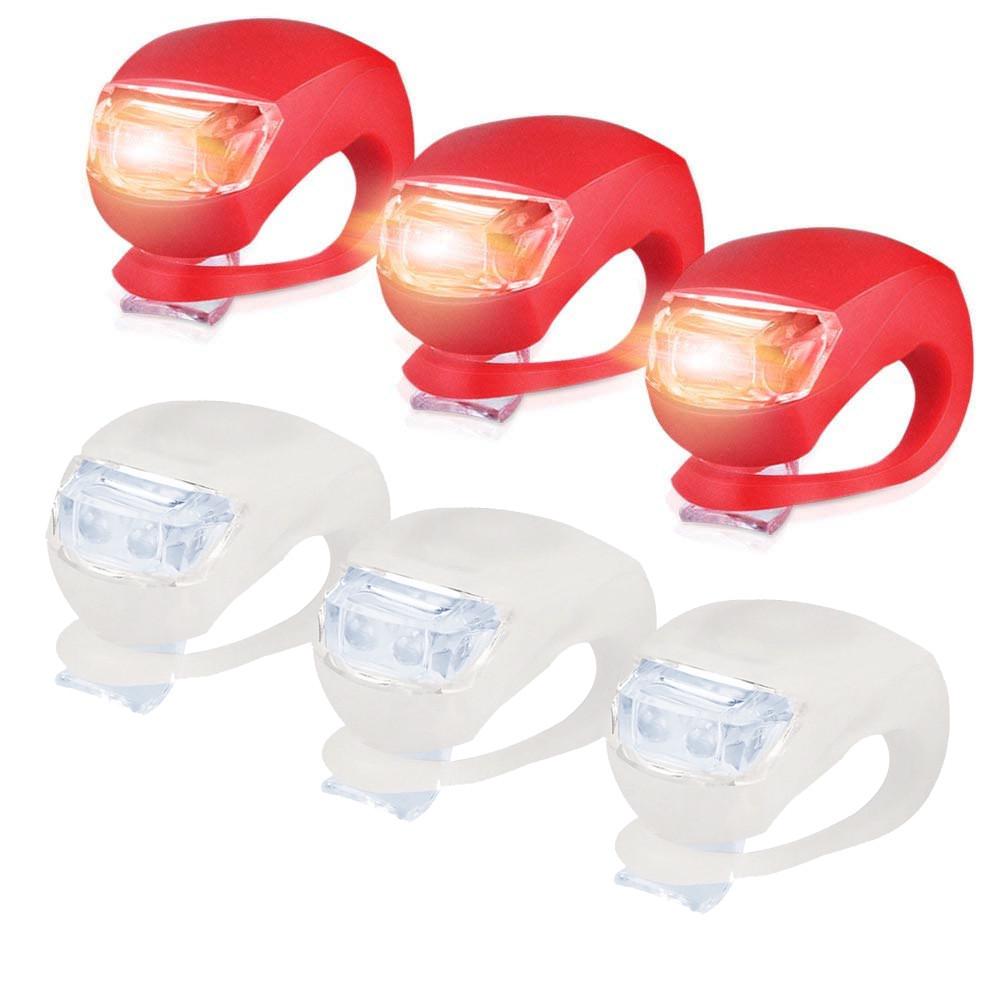 Buy 6Pcs LED Silicone Bike Bicycle Front Rear Lights Set Push Cycle Clip Light at affordable