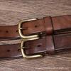 3.3CM Washed Retro Distressed Thickened Pure Cowhide Belt, Men's Genuine Leather Needle Buckle Trendy Versatile Denim Belt