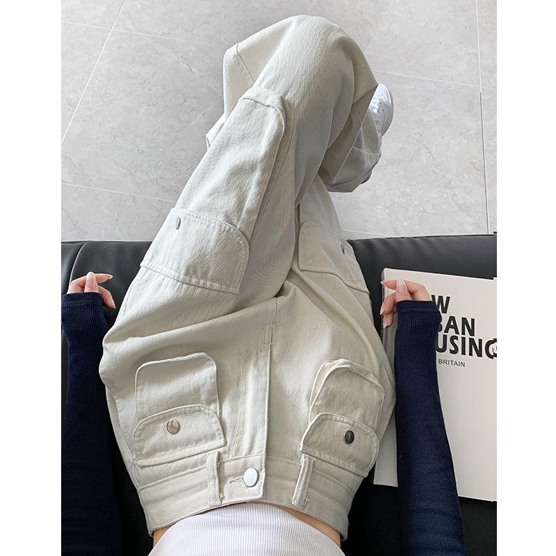 Overalls Jeans Women's Autumn High Waist Straight Wide Legs White Casual Pants Drape Floor Long Pants