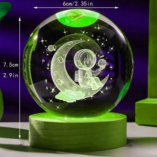 3D Galaxy Crystal Ball Night Lamp,Solar System, USB Table Colorful LED Wooden Crystal Ball for Home Decoration Birthday Gift for Teens and Girls