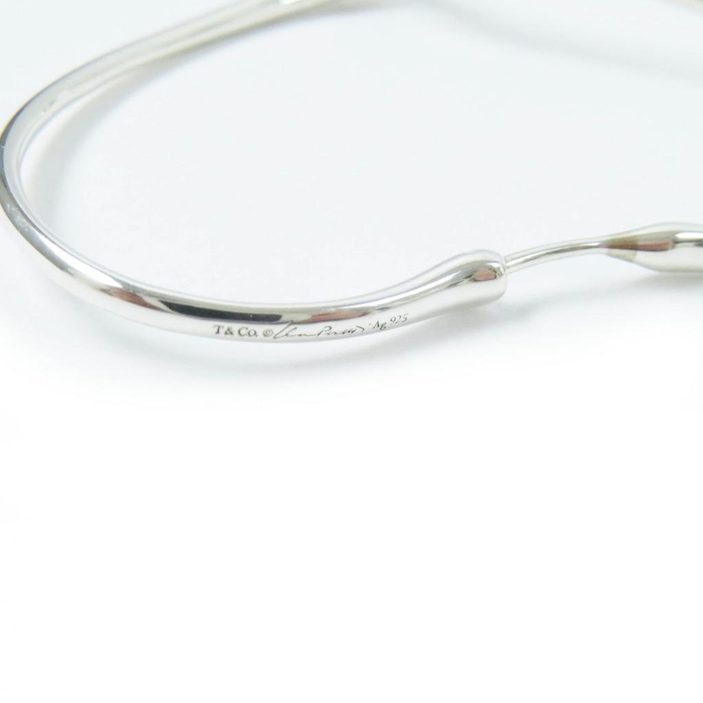 Great TIFFANY&Co. Pierce Open Heart Medium Hoops for both ears Silver AG925 Women Used