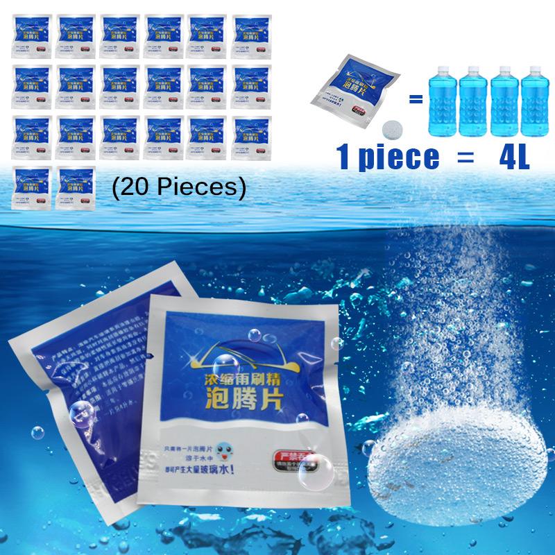 20pcs(1Pc=4L) Auto Solid Cleaner Compact Effervescent Tablets Car Windshield Wiper Glass Washer Window Repair Car Accessories 20PCS