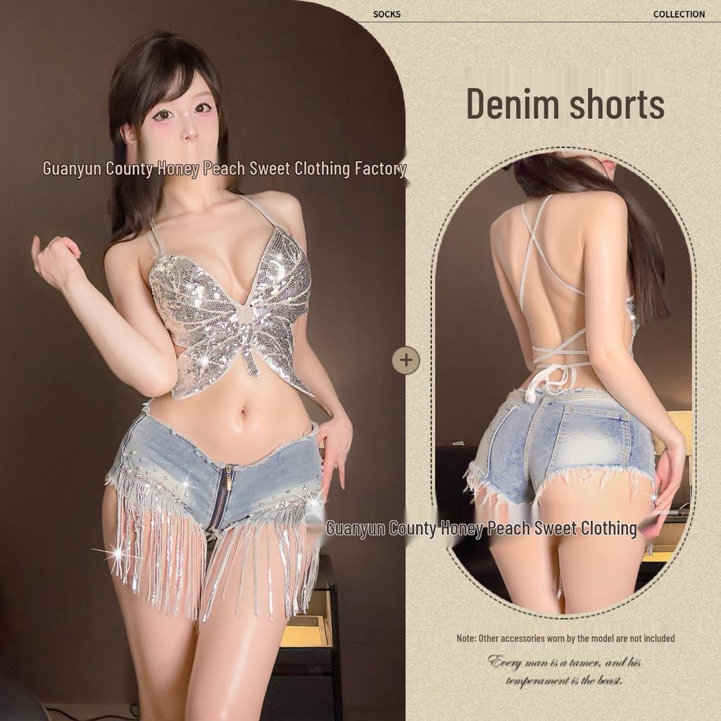 New Sexy Sequin Tassel Nightclub Denim Shorts