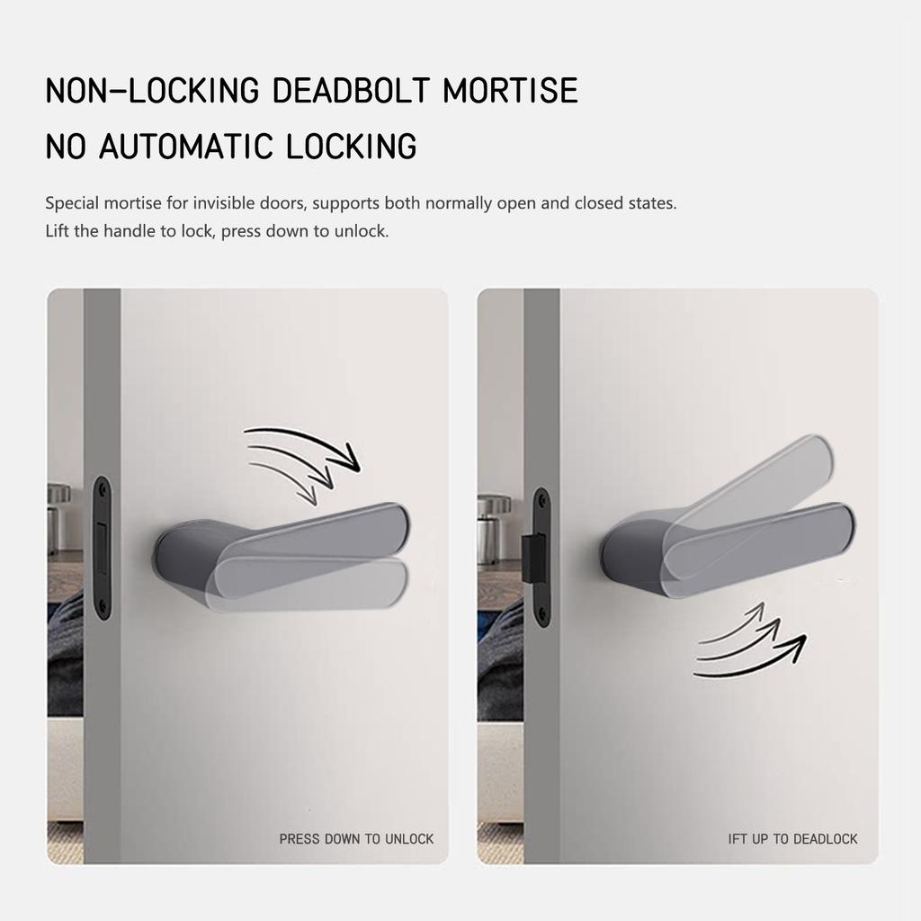 Modern Minimalist Concealed Door Magnetic Door Handle Set for Home Bedroom Wooden Door, Hidden Door Lock