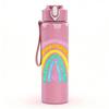 1PC Soft Pastel Rainbow Curve Art Print 750ml Color Plastic Sports Water Bottle Leakproof Flip Straw Lid Suitable for Sports Office Home Use
