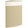 Hoekontwerp Wasmand, Bamboe Vlechtwerk, 55 Liter, Stoffen Zak, Metalen Frame, Crème