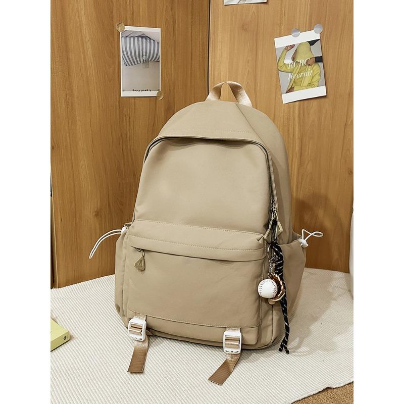New Solid Color Schoolbag Female Simple Joker Leisure Travel Backpack Large Capacity Junior High School Students Shoulders.