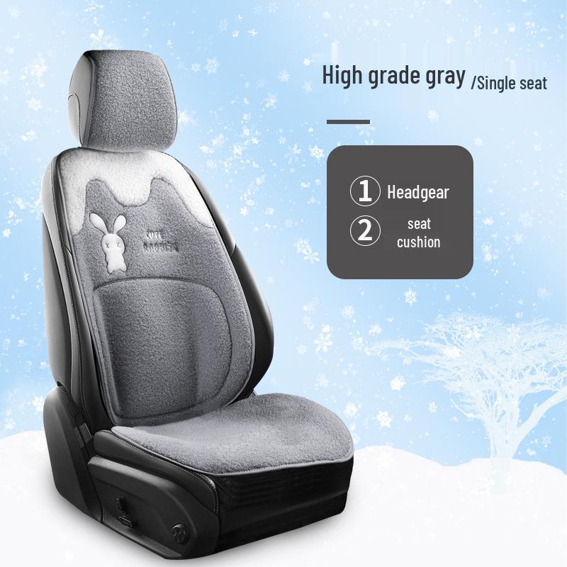 

Universal Plush Car Seat Cushion - Winter Style for Five Seats, Thick and Warm Goddess Design Universal