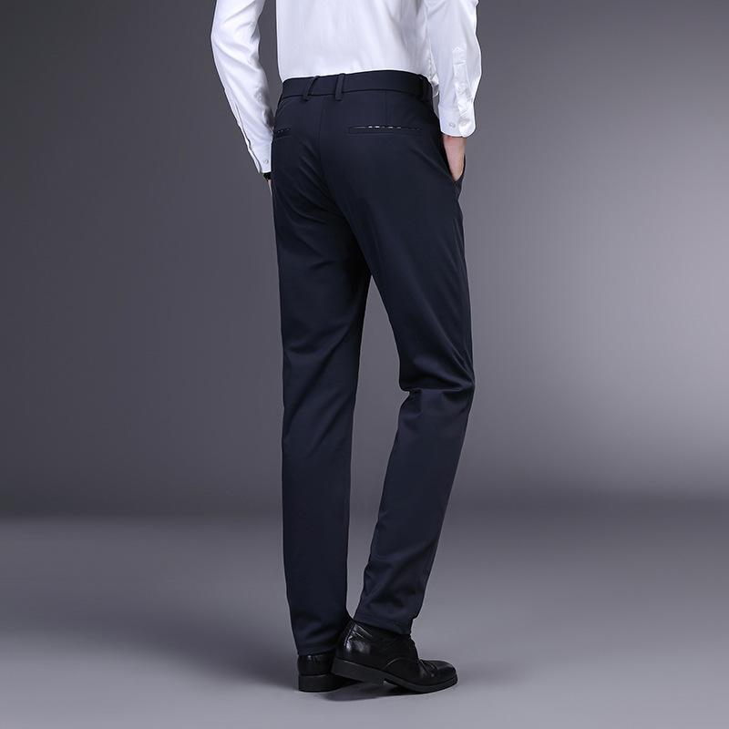 Freizeithosen für junge Männer Herbst und Winter Neue Business Casual Einfarbig Dicke Hose mit geradem Bein Herrenhose Papa Anzug