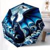 1pc Dragon and Wolf in a Mystical Night Sky Automatic Opening and Closing Umbrella, Lightweight 3-Fold, With Cute Cartoon Characters, Suitable fo