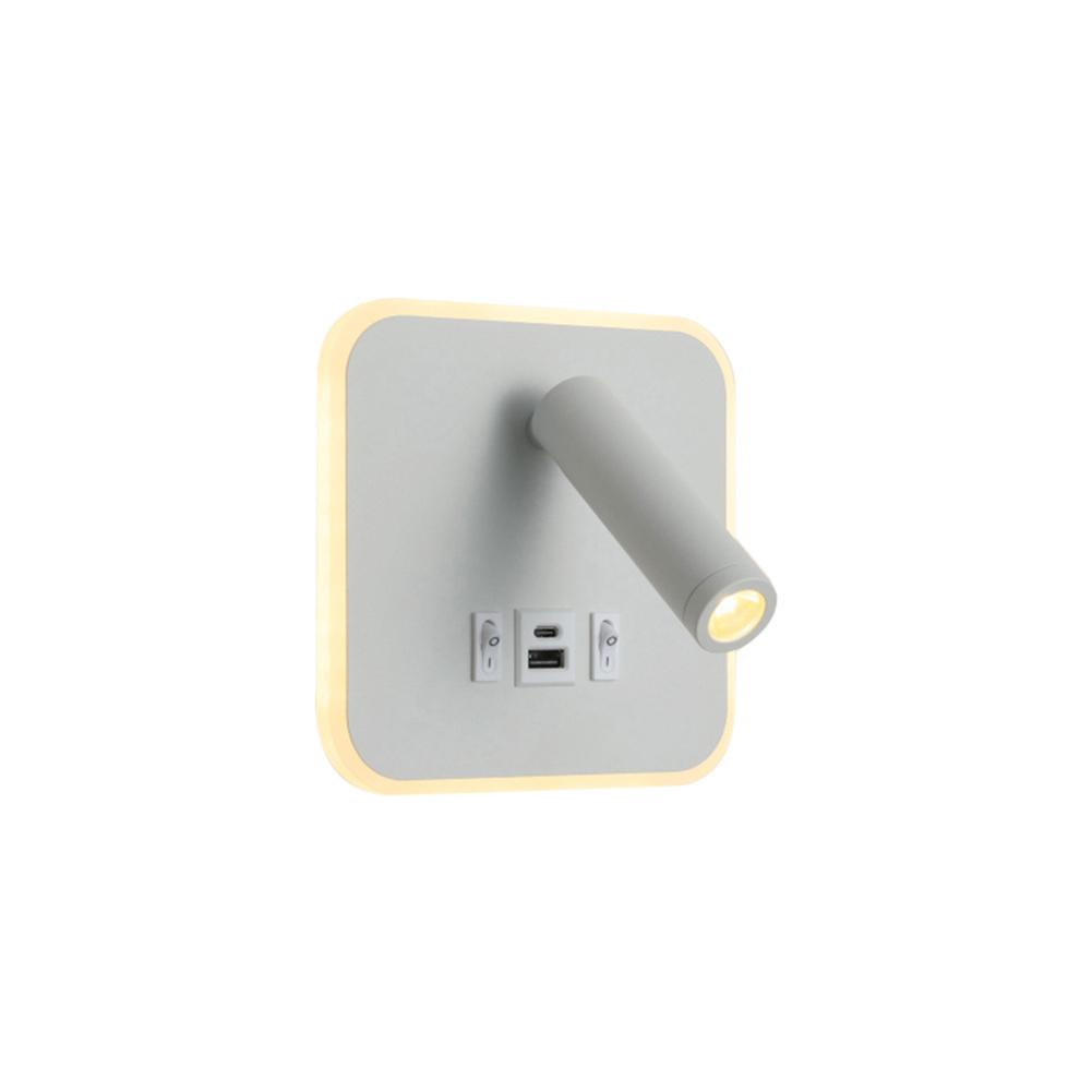 Hotel Moderne Lese-Wandleuchte USB-Schnittstelle Dimmbare LED-Wandleuchte mit Schaltern Metallgehäuse und Acryl-Lampenschirm Dekorationsleuchte