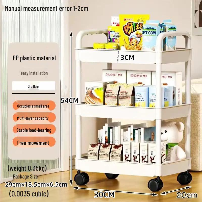 Compact Multi-Layer Mobile Storage Rack for Kitchen, Bathroom, or Bedroom