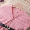 Girls' Fashionable Dress, Summer Children's Solid Color Square Elastic Short-sleeved Petticoat with Belt