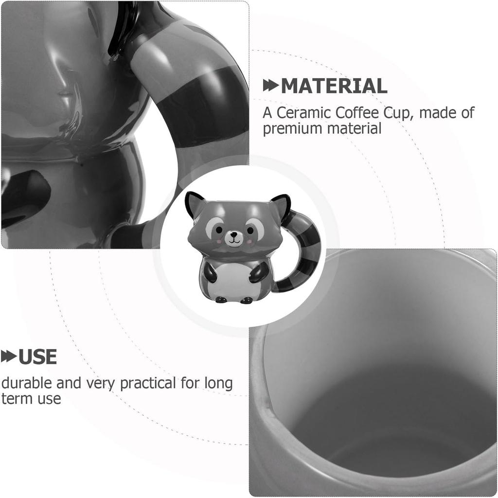 Ceramic Raccoon Coffee Mug - Adorable Animal Design 19oz/560ml Porcelain Tea Cup for Hot Cold Drinks Dishwasher & Microwave Safe for Home Office