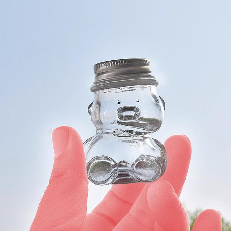 Tilted Bear Glass Bottle For Coffee Concentrate Milk Juice Leakproof Bottle With Lid Mason Jar Portable Empty Jar