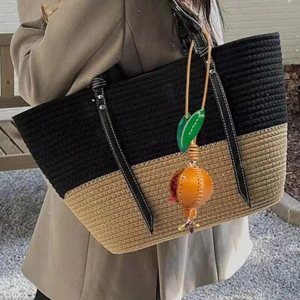 Handmade Pomegranate Fruit Pendant Car Keyring Bag Pendant Cute Leather Keychain  Men