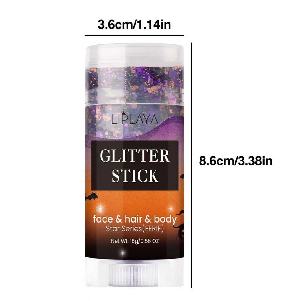 2 Colors Glitter Sticks For Face& Hair& Body, Festival& Rave& Party Makeup, Stocking Stuffers, Pumpkin Decor, Easy to Apply & Remove-16g