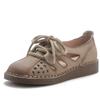 Cow Genuine Leather Soft Soled Hollow Sandals for Women Retro Casual Women Shoes Comfy Retro Wide Toe Thick Soled Women's Shoes