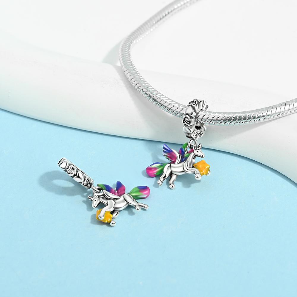 Regenbogen Herz Einhorn Valentinstag Geschenk Kupferbeschichtet Für Anhänger Kupferbeschichtet Original Armband Zum Schmuckbasteln