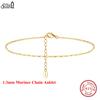 Effie Queen 925 Reinsilber 14 Karat Gold 1,3 mm Mariner Kette Fußkettchen Einfacher Schmuck für Damen Sommer Strandparty Geburtstage Geschenk SA24