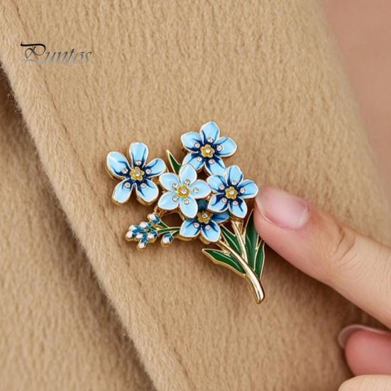 Dainty Flower Badge Forget Me Not Brooch, Alloy Blue Floral Lapel Pin, Memorial Enamel Unique Jewelry for Daily Wear Brooch Pin Coat, Dress,
