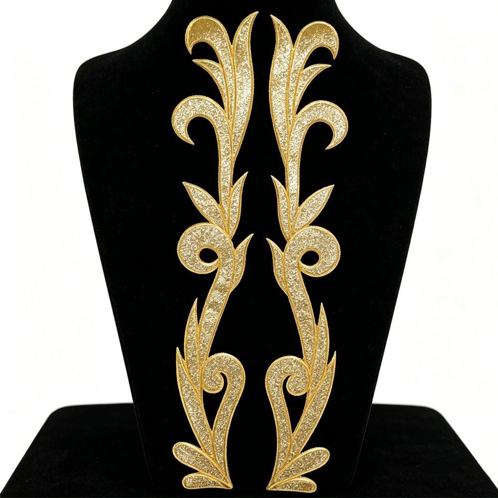 2 Pieces Gold Silver Sequin Flower Patch Collar Decoration Baroque Applique Crafts Projects