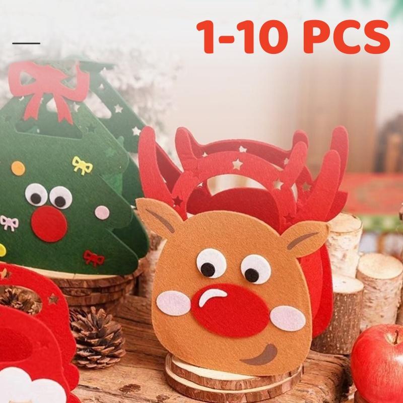 1-10PCS 2026 Christmas Gift Bag Creative Felt Cloth Children Candy Eve Handheld Portable Apple 2025 NEW