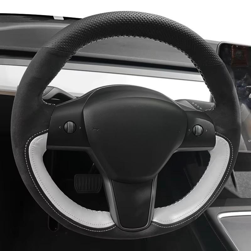 Car Steering Wheel Cover For Tesla Model 3 2017- ized Auto Interior Accessories White DIY Steering Wheel Braid