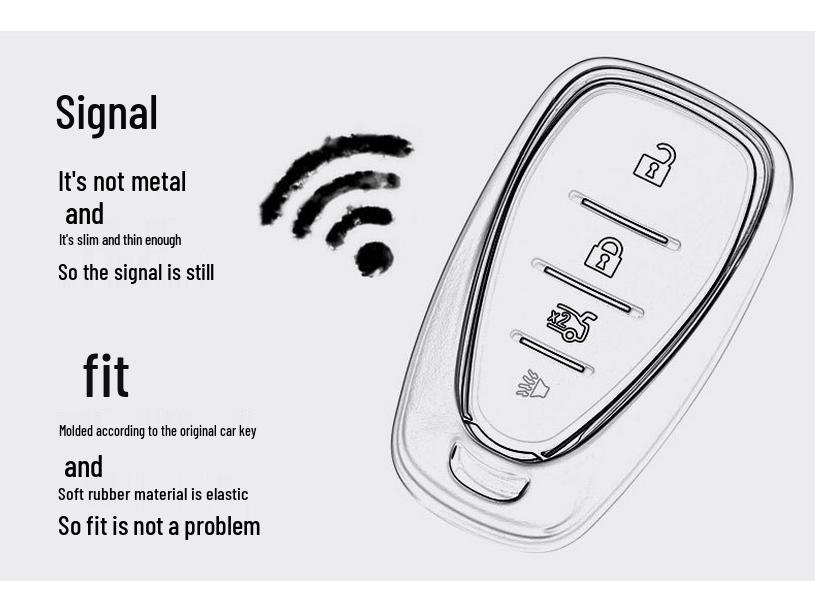 Chevrolet Key Cover for Cruze, Malibu XL, Trax, Equinox - TPU Shell & Buckle for Smart Models