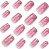 24pcs Golden Glitter Powder Gradient Nail Art Wear Short European Square Fake Nail Simple Nail