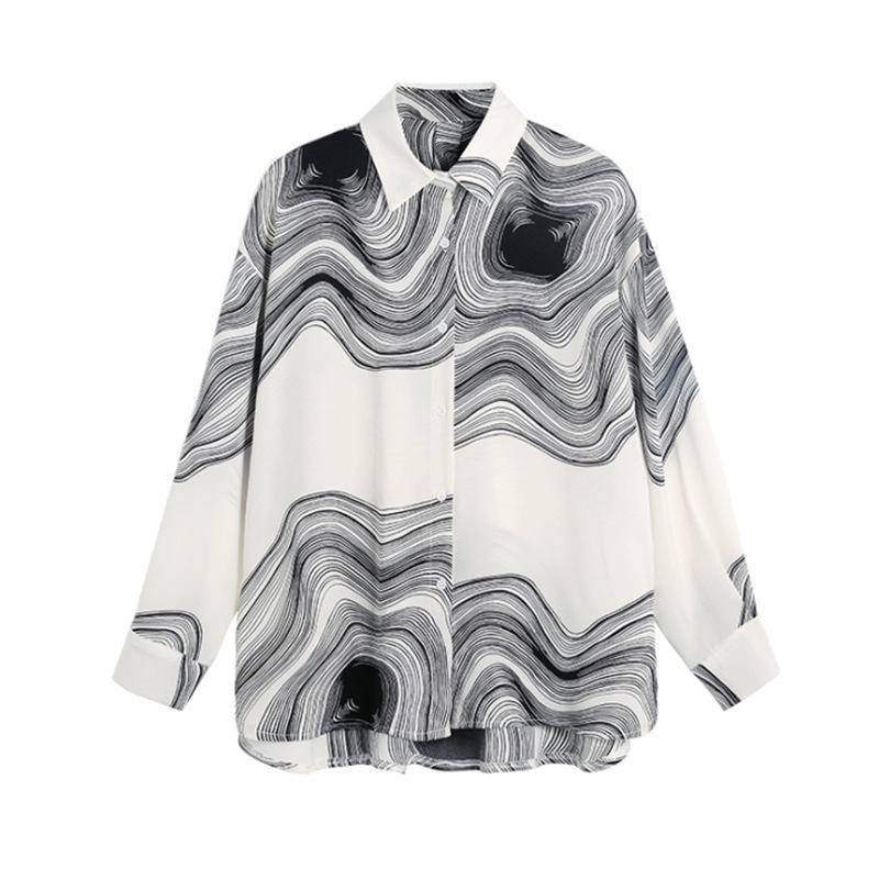 Camicia Versatile in Chiffon a Manica Lunga Taglie Forti - Nuovo Design Primavera