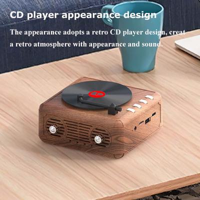 Portable FM Radio Buil-in Speaker Mini Retro CD Player Design Bluetooth Speaker USB TF Card MP3 Music Player Type-c Charging