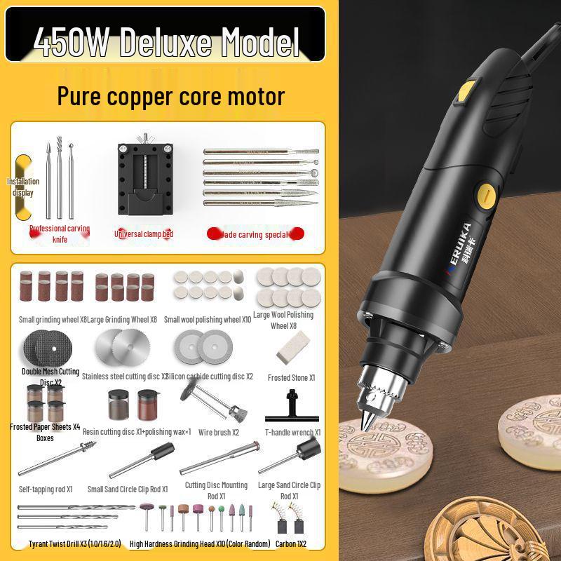 High-Power Handheld Electric Grinder for Wood Carving, Jade Polishing, Cleaning, Cutting & Engraving