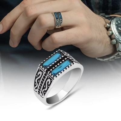 TEMU Cross-border Hot Selling New Business Alloy Inlaid Zircon Rings European and American Men's Rings
