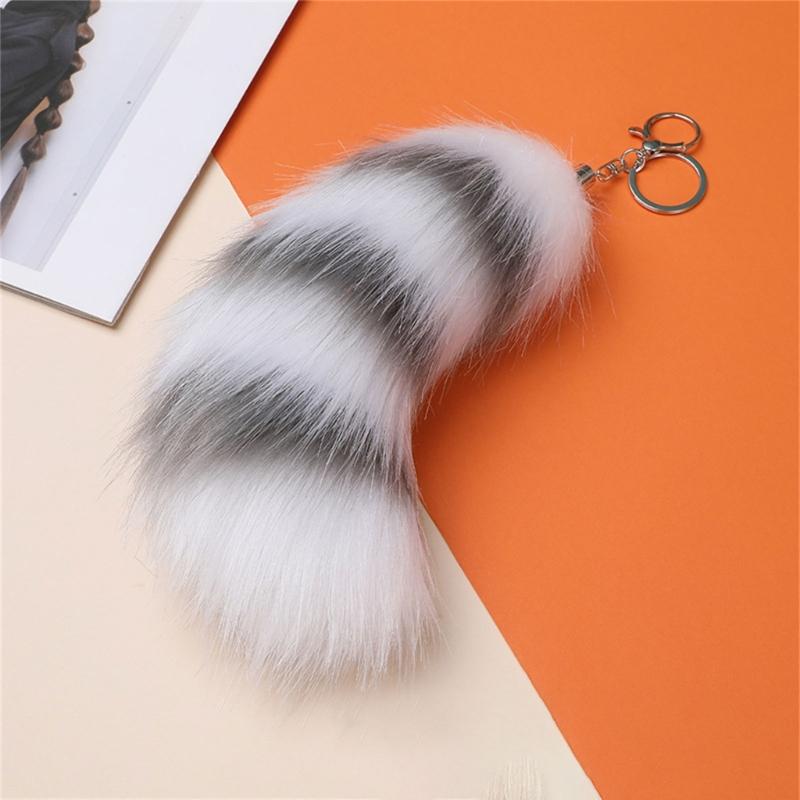 Plush Foxes Tail Keychain Soft And Cute Accessory Plush Keyring Decors For Bags Keys Or Home Decors 18cm Long