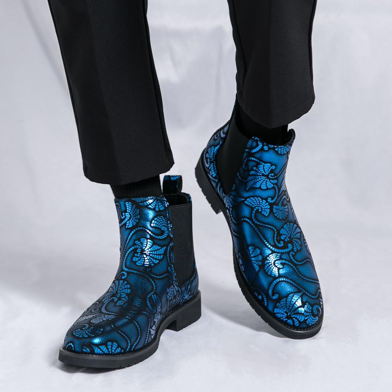 Fashion Pointed Toe Men's Walking Boots Leather Fashion Low Top Dress Shoes New Men Brand Chelsea Male Boots Classic Mens Slip on Shoes