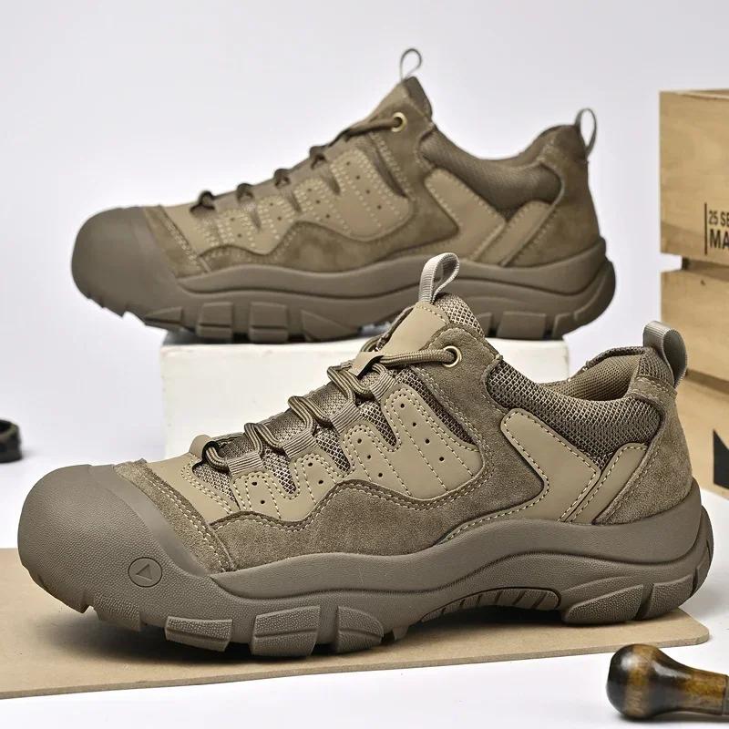 Fashion Non-Slip Outdoor Male Sneakers Suede Leather Treking Footwear for Men Casual Hiking Shoes Travel Climbing Camping Trainers Male