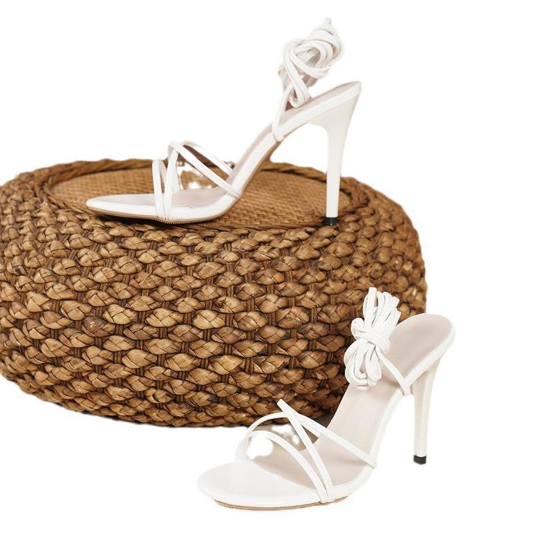 Strap-on sandals women's new stiletto design sense niche high heels fashion open-toed shoes