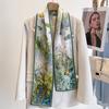 Womens Pink Silk Scarf Long Satin Shirt Horse Print Hair Band