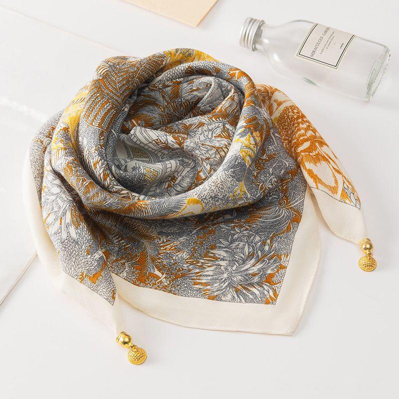 1PC Neck Scarf Versatile Painted Pattern Gift Silk Scarf High-End Magnetic Closure Elegant Accessories French Style Multi-Color