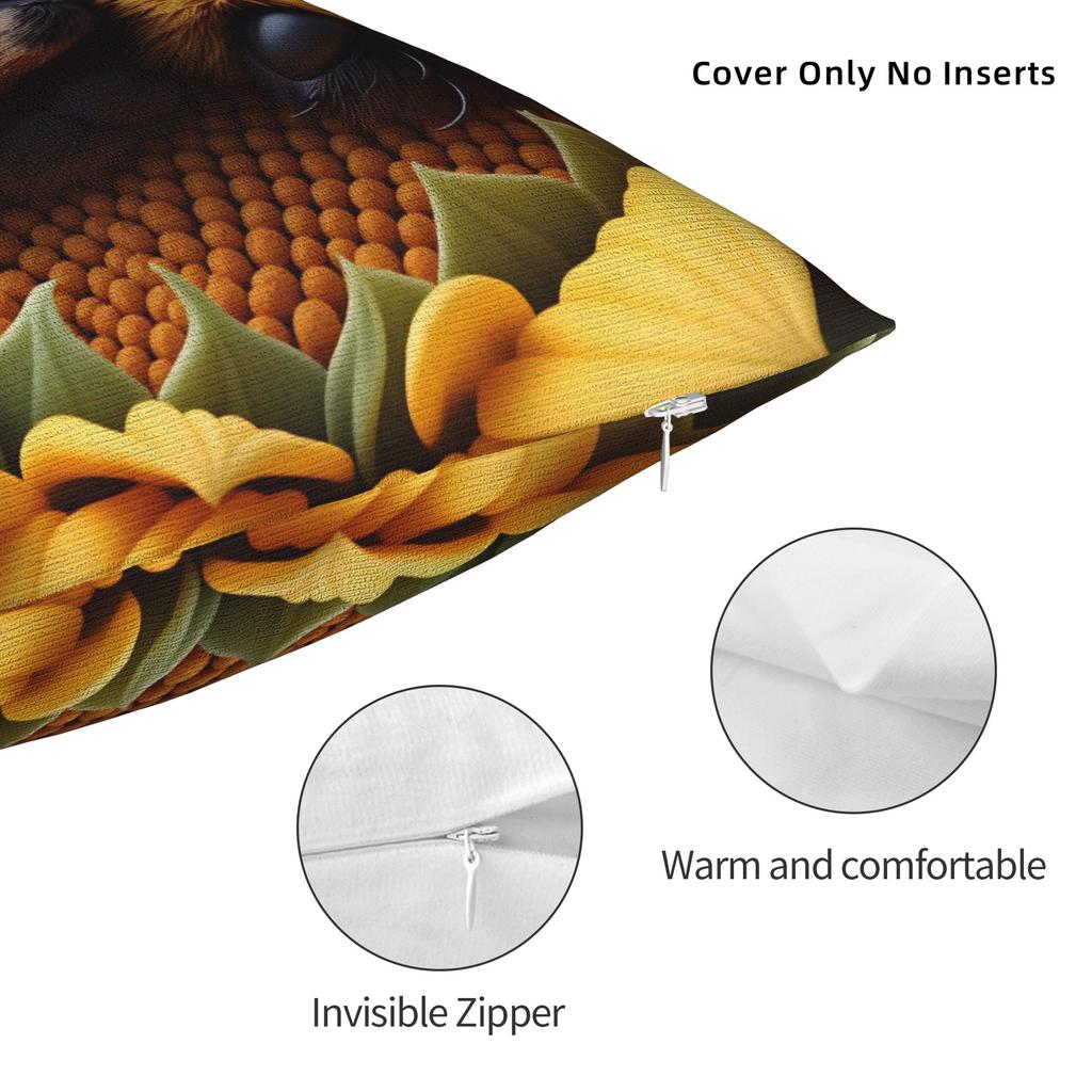 Pillow Case Bee And Flowers Soft Pillow Cover For Sofa Home Decor Morden Pillowcases