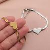 Hot Selling Stainless Steel Gold Plated Simple Heart Pendant Snake Bone Chain Bracelet Fashion Charm for Women