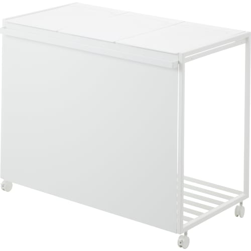 Yamazaki Tower 1822, 45L, 3-compartment, Lidded, Privacy-protected Trash Cart with Handle and Casters, White, W76 X D44 X H60cm (including Casters), T