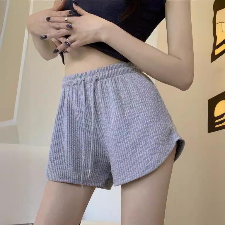 Women's High Waist Waffle Sports Shorts - Loose, Casual, Summer Fitness Style