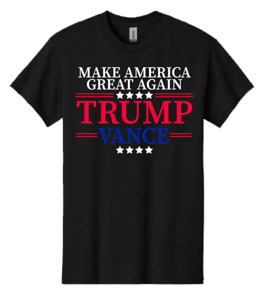 TRUMP VANCE  Make America Great Again  Black T-Shirt 2024 Election Republican Unisex T-Shirt XL