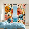 Versatile Polyester Transparent Curtains Home Decoration Watercolor Floral Pattern Use Bedrooms Living Curtain Set Of 2 Made Washable Bedroom Ready