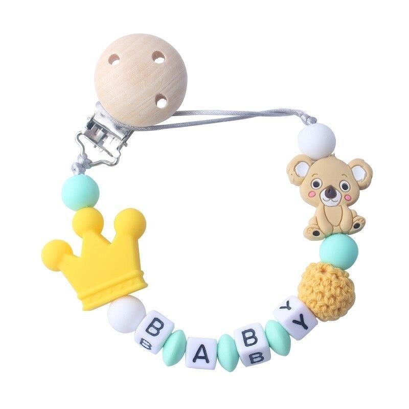 Personalisierte Name Baby Schnuller Clips Schnullerkette Halter für Baby Zahnen Schnuller Kauspielzeug Clips