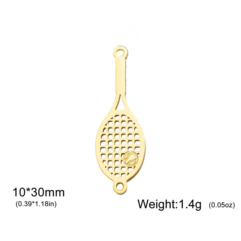 5pcs Tennis Racket Charms Tennis Ball Stainless Steel Pendants for Necklace Bracelets Connector Charm Jewelry Making Sport Lover