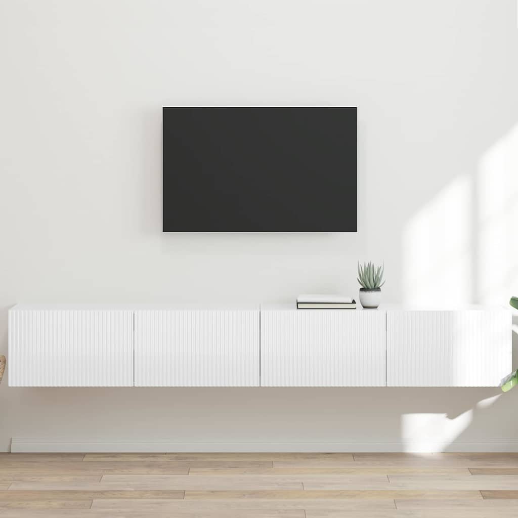 Wall Mounted TV Cabinet Set 2 pcs Glossy White 98 x 31 x 29.5 cm